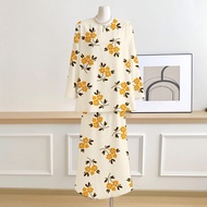 Baju Kurung Mustard Yellow Bunga Kecil Baju Kurung Dress Moden Cotton 2025 2026 Moden Plus Size Dewa