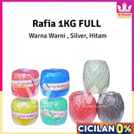 MERAH HIJAU Raffia Rope by the Kilo (1KG) Black/ Silver Color --- 1 KG @Roll | 1000g ravia los plain