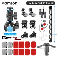 Vamson ชุดติดตั้งกล้องแอคชั่นมอเตอร์ไซค์สำหรับ Insta360 X3 X2เดียวพร้อมแขนต่ออะลูมินัมอัลลอยสำหรับ Go Pro 11 10