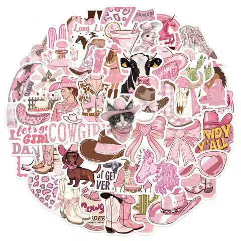 50PCS Howdy Cowgirls Sticker Aesthetic Scrapbook Architecture Suitcase Laptop Luggage Exquisite Coff