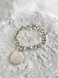 【日本直送 名牌中古包】Tiffany & Co. 蒂芙尼 Return to Tiffany 手鍊 銀色 圓形墜飾 925 ffek3f