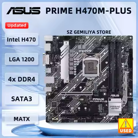 ASUS PRIME H470M-PLUS LGA 1200 Intel H470 SATA 6Gb Micro ATX compatible con CPU Core i3-10100 i5-104