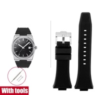 Tali Jam Tangan Karet อะไหล่สำหรับ Tissot PRX Powermatic T137.407/410สายนาฬิกาข้อมือเปลี่ยนซิลิโคนผู้ชายแบบปลดเร็วหัวเข็มขัดเหล็กสเตนเลสขนาด12มม.