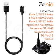 Zenia USB Charger สายชาร์จข้อมูลสำหรับ Garmin Instinct Enduro Fenix 7X/7/7S/6/6X Pro Solar Sapphire/6S/5/5X/5S Plus Forerunner 745/945/935/245 Music/55/45 Tactix Charlie/Delta PX S Approach S40/S60/S62/S70 Vivoactive 4/4S/3 Quatix Epix Gen 2 2S 2X