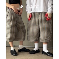 UNISEX CARO PATTERN PANTS / PLEATED PLAID JORTS 2IDIOTS.LABEL