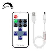 Bộ Điều Khiển Từ Xa Đèn LED Không Dây USB RF 5V 11 Phím Đơn Màu Mini Mờ Cho Đầu Nữ 5V DC Dây Đèn LED