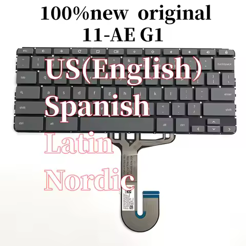100%New Original US SP LA nordic For HP Chromebook X360 11-AE G1 laptop keyboard 0G2 921809-001 071 