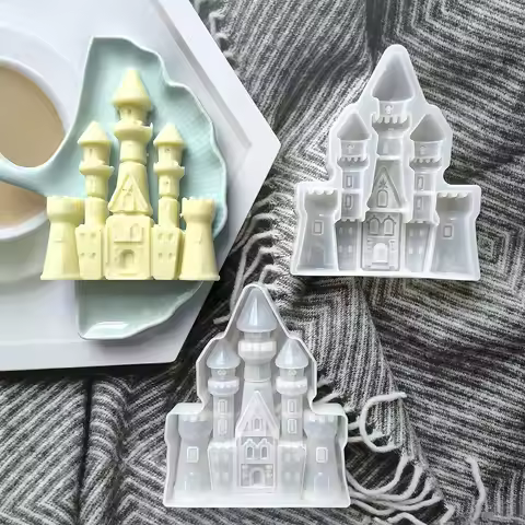 Silicone Molds for Resin 3D Dream Castle Resin Molds Casting Epoxy Crystal Soap Candlestick Clay Hou