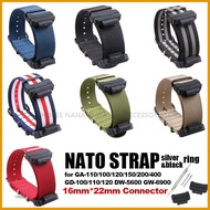 Military Nylon Nato Loop Watch Band 16mm*22mm Strap for G-SHOCK GA100 GA200 GLX5600 DW5600/5610 DW69