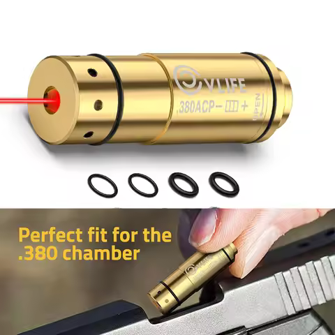 Shotgun Bore Sight Rifles 380 ACP Red Laser Training Cartridge with 9 Batteries for Dry Fire Trainin