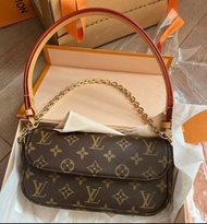 LV louis vuitton IVY經典老花滿印塗層帆布手提單肩包 女款 棕色