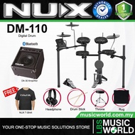 NUX DM-110 5 Piece Digital Electronic Drum Set with DA-30BT Monitor Speaker and Kick Pedal (DM110 DA