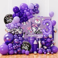 83Pcs Sanrio Kuromi Theme Balloon Garland Arch Kit 40inch Number Balloons Set for Kids 1-9th Birthda