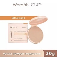 [Refill] WARDAH Colorfit Velvet Powder Foundation Shade 52N ALMOND - SPF 20 PA+++, Long-Lasting, Ant