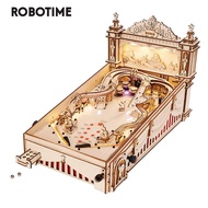 Robotime Rokr 482ชิ้นชุดบล็อกรูปแบบการสร้างเกมส์ไม้ปริศนา DIY เครื่องเล่นพินบอล3มิติของขวัญเกมชิ้นส่
