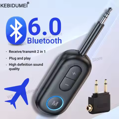 Bluetooth 6.0 Audio Transmitter Receiver 3.5MM AUX Hifi Stereo Music Wireless Adapter With Mic For C