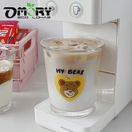 【OMORY】 吼答la~寬口潤緣玻璃杯/拿鐵杯/啤酒杯(300ML)- 小熊愛心(黃)