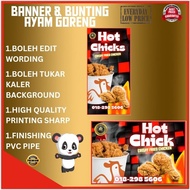 banner bunting chicken chop lamb chop western fried chicken Ayam goreng rm1 CORNDOG pizza saiz 2*5 cantik murah