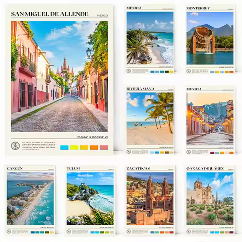 Guadalajara Zacatecas Puerto Vallarta Mexico Travel Scenery Poster Canvas Painting Photo Wall Art Pi