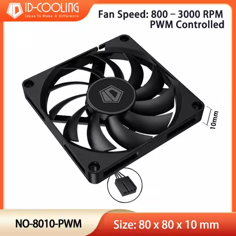ID-COOLING NO-8010-PWM 80mm Mini Fans Thinckness 10mm Ultra-Thin PWM Temperature Control 8cm Chassis