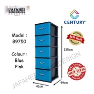JFH Century B9750 5 Tier Plastic Drawer / Cloth Cabinet / 5 Tier Drawer B9750 Laci 5 Tingkat (Tinggi) (COLOR RANDOM)