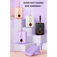 SUPER FAST CHARGING 2in1 powerbank mobile. 20000mAh capacity, mini size, airplane travel type C Lightning built in Cable