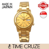 [Time Cruze] Seiko 5 SNKE56J1 Japan Made Automatic Gold Stainless Steel Gold Dial Day Date Men Watch SNKE56J SNKE56