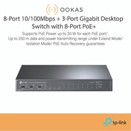 TP-Link8 Port 10/100Mbps + 3 Port Gigabit Desktop Switch 8 Port PoE+ PoE Switch 65 W/124 W TL-Sl1311