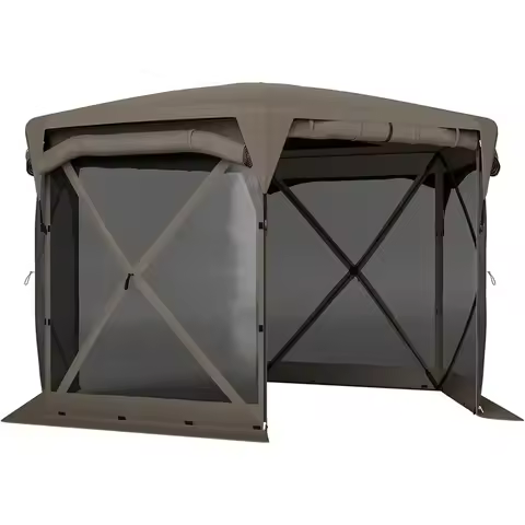 Elevated 11x11ft Gazebo Tent with Removable Roof Cover, 4 Wind Panels, and Carry Bag for Camping, Pa