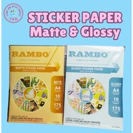 RAMBO STICKER PAPER 175GSM A4 10 PIECES PER PACK GLOSSY AND MATTE