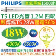 PHILIPS 飛利浦（直氣 單端）T5 4000K 中性 / 6500K 白光 18W LED 光管 1.2M 四呎 15000小時壽命 香港行貨 保用一年
