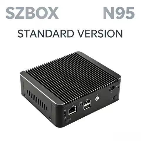 Fanless Mini PC N95/N150/6405U Silent Industrial Desktop 4 Gigabit LAN RS232 COM Type-C HD Soft Rout