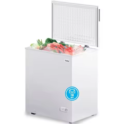 TABU 7.0 Cu Ft Deep Freezer,Top Opening Chest Freezer with Storage Basket, Energy Saving Compact Fre