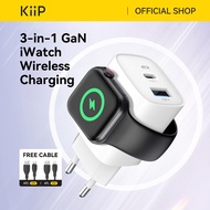 KiiP WH32 3-in-1 Fast Charging Adapter Charger GaN6 22W USB-A USB-C iWatch Wireless Charging/