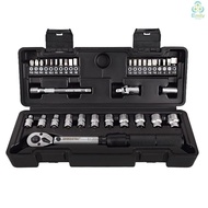 2-20Nm 1/4 Preset Torque Wrench Socket Bit Combination 35 in 1 Household Sets Multipurpose Utility T