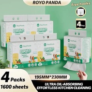 [4 Pcs] RoyoPanda Tuala Dapur Gantung Kitchen Tissue, Free 2 Hooks, 400 Sheets, Oil Absorbent Kertas