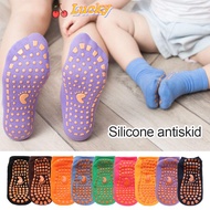 LUCKY 1 Pair New Anti-Slip Sock Breathable Cotton Skid Floor Socks Foot Massage Sports Yoga Trampoline Socks Comfortable Wear Kids Adults/Multicolor