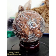 (Local Ready stock/本地现货)天然高等级金钱玛瑙水晶球摆件Natural High Gred Money Agate Crystal Ball PB05