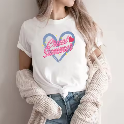 Harajuku aesthetic print Cruel Summer T-shirt Taylor lover inspired short sleeve shirt Lyric T-shirt