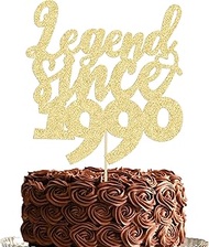 Gyufise 1Pc Legend Since 1990 Cake Topper Glitter 35th Birthday Cake Pick Cheers to 35 Years Happy 3