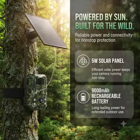 RH-BC35T4G Cellular Trail Camera with Solar Panel, Tuya Smart Wildlife Hunting Camera, 24MP Night Vi