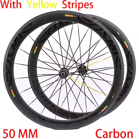 700C BICYCLE WHEELSET HEIGHT 50MM STRAIGHT-PULL CARBON FIBER V/C RING BRAKES HG TAJI CARBON RING ROA