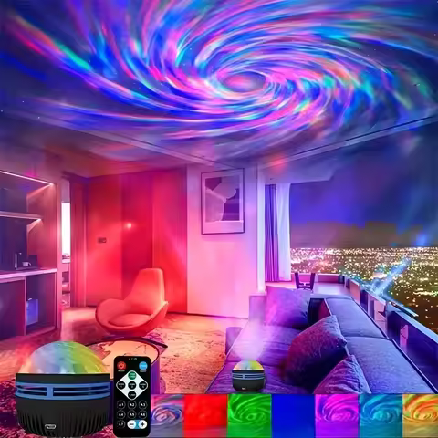 Galaxy Starry Sky Projector LED Night Light 7 Modes DMX Sound Activated 5V USB Rechargeable With Rem