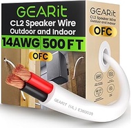 GearIT 14 AWG CL2 OFC In Wall Speaker Wire, Pro Series 14 AWG Gauge (500 Feet / 152.4 Meters/White) 