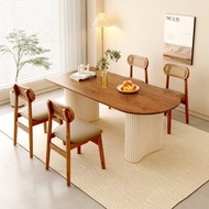 奶油風 橢圓形餐桌 法式島台餐桌  飯桌椅組合 Dining table and chair set 餐枱 table 檯 岩板餐枱 餐桌 rock board 枱連凳組合 餐椅 桌子 dining 