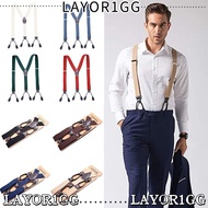 LAYOR1GG Vintage Suspenders, Solid Color Leather Trimmed Leather Trimmed Suspenders, Vintage Style B