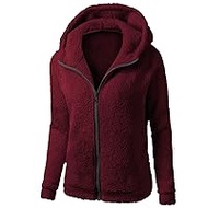 Women's Fleece Jacket with Hood/Without Hood, Warm Plush Jacket, Teddy Jacket, Winter Coat, Plain Winter Jacket, Comfortable