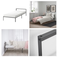 Swedish DeSign Single Bed Metal frame with Slatted Base Support , 90 x 200 cm GRIMSBU / Grey Colour