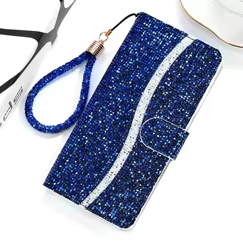 Bling Sequin Leather Coque for Samsung A04S A13 A32 4G Flip Case Samsung Galaxy M13 M12 A 32 22 13 M