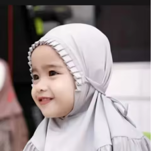 H364 Beautiful Small girl Al amira crinkle hijab fit 2-6 years old kids pull on islamic scarf headsc